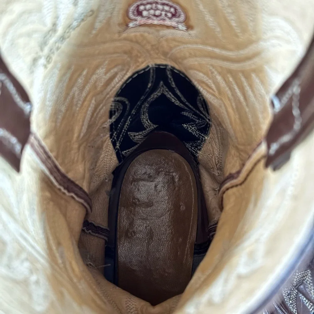 Nocona Men’s Brown Leather Cowboy Boots size 9 D Needle Toe Made in the USA‎